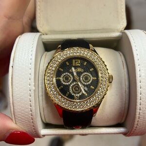 Oxette rubber band, CZ and gold plated watch